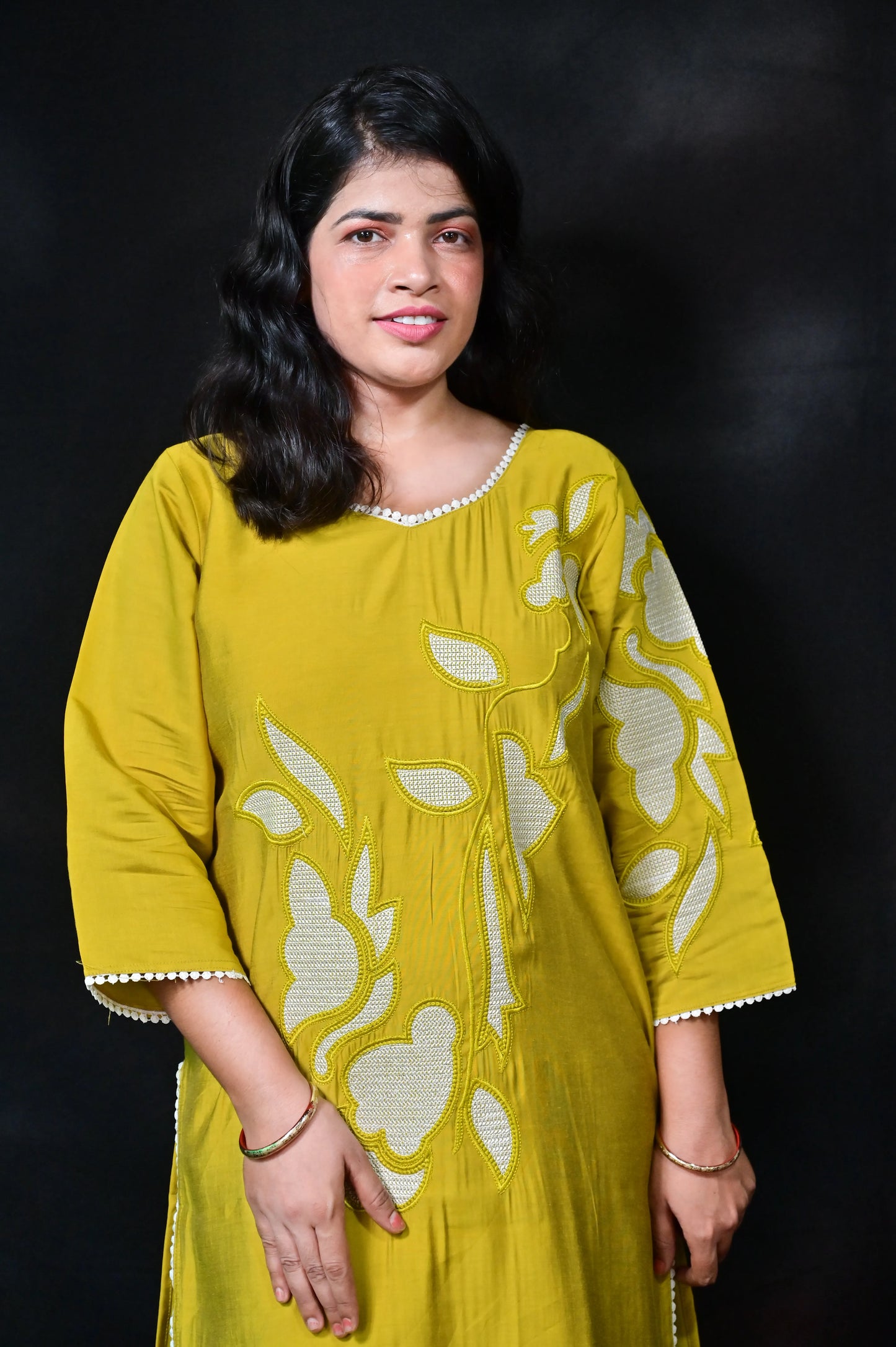 Mustard Yellow Embroidered Co-Ord Set for Women - Comfortable Ethnic Wear