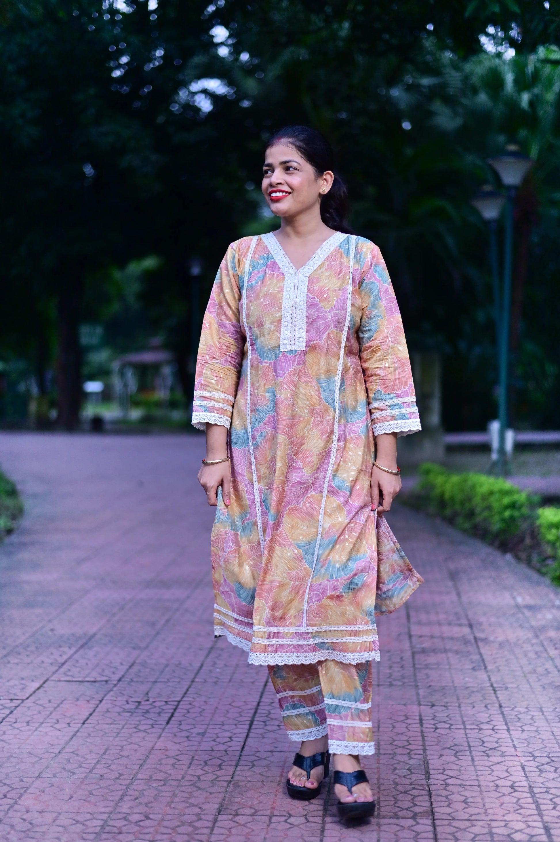 Pastel Blossom Printed Kurta Set